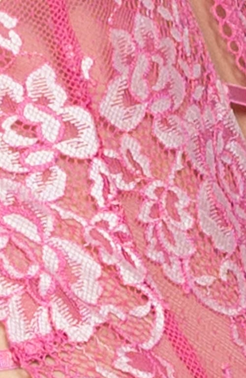 In Bloom By Jonquil Annalee Embroidered Lace Thong Teddy In Orchid Pink