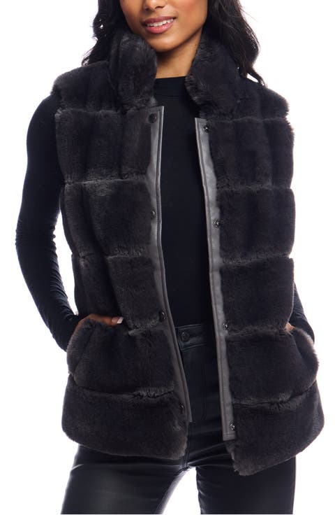 TAKARAKA tear R drop FUR JACKET【BLACK】 Women's Black Faux Fur Coats | Nordstrom