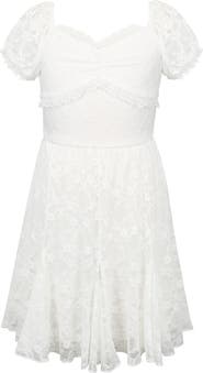 Zunie Kids' Puff Sleeve Stretch Lace Party Dress