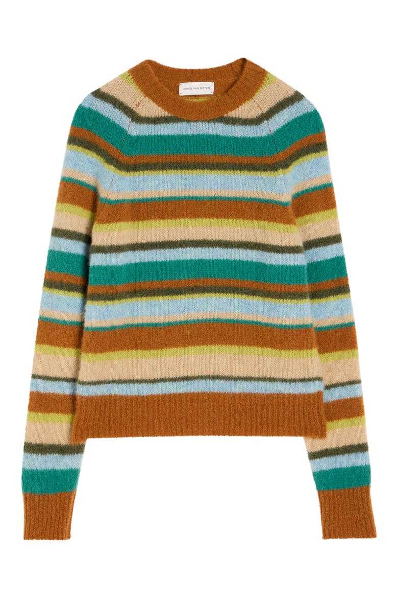 Melbourne Stripe Alpaca & Merino Wool Blend Sweater, Alternate, color, RUST