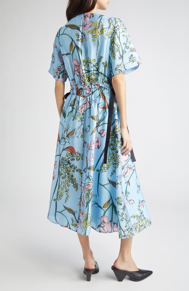 Stine Goya Floral Print Side Tie Satin Midi Dress, Alternate, color,