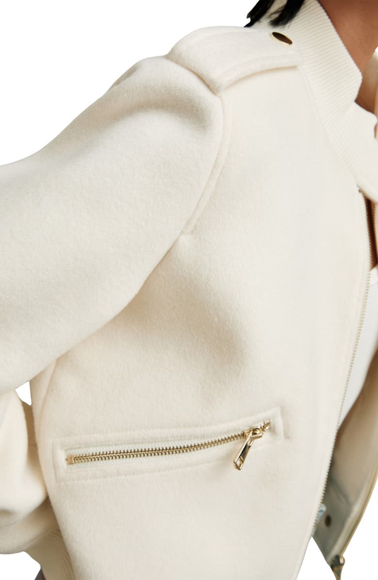 Reiss Cleo Bomber Jacket, Alternate, color, Cream