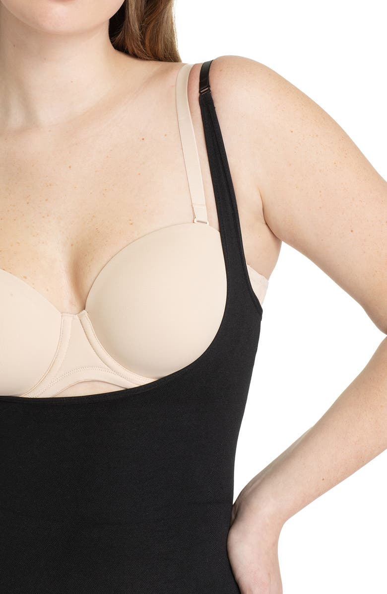 Shapermint Essentials Open Bust Shaper Bodysuit, Alternate, color, Black