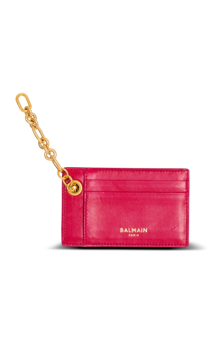 Balmain Pulse lambskin leather card holder, Main, color, Pink