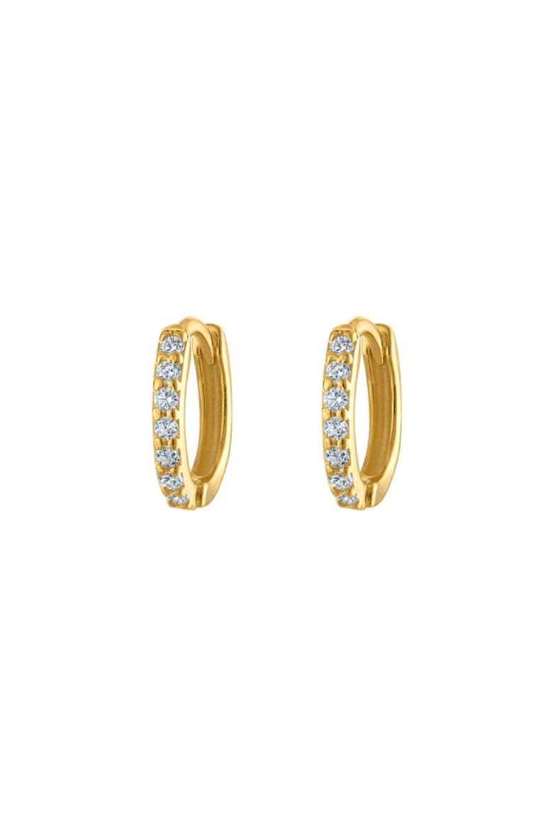 Gold Eight Mm Huggie Pave Hoop Earring, Main, color, Gold