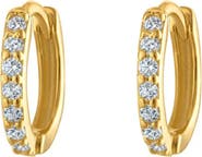 Outofoffice Gold Eight Mm Huggie Pave Hoop Earring