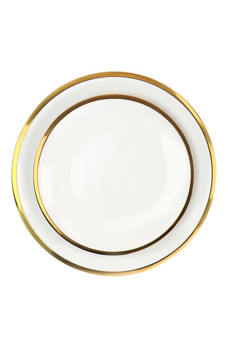 Gibson Home Premier Gold Fine Ceramic 12 Piece Dinnerware Set, Alternate, color, White