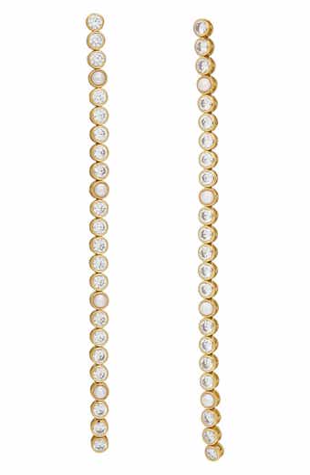 Kurt Geiger London Cubic Zirconia & Faux Pearl Linear Drop Earrings