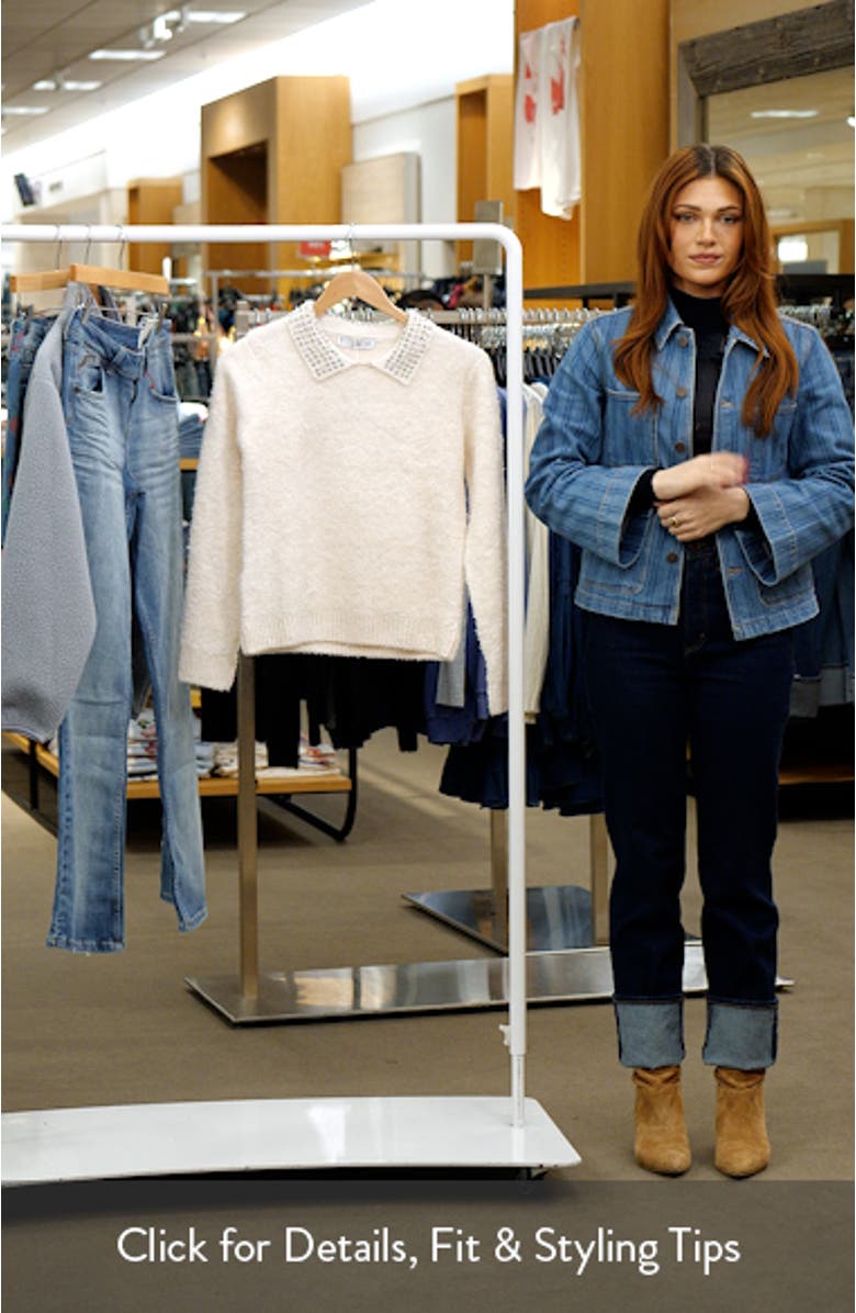 Polo Sweater with Rhinestone Embellished Collar, sales video thumbnail