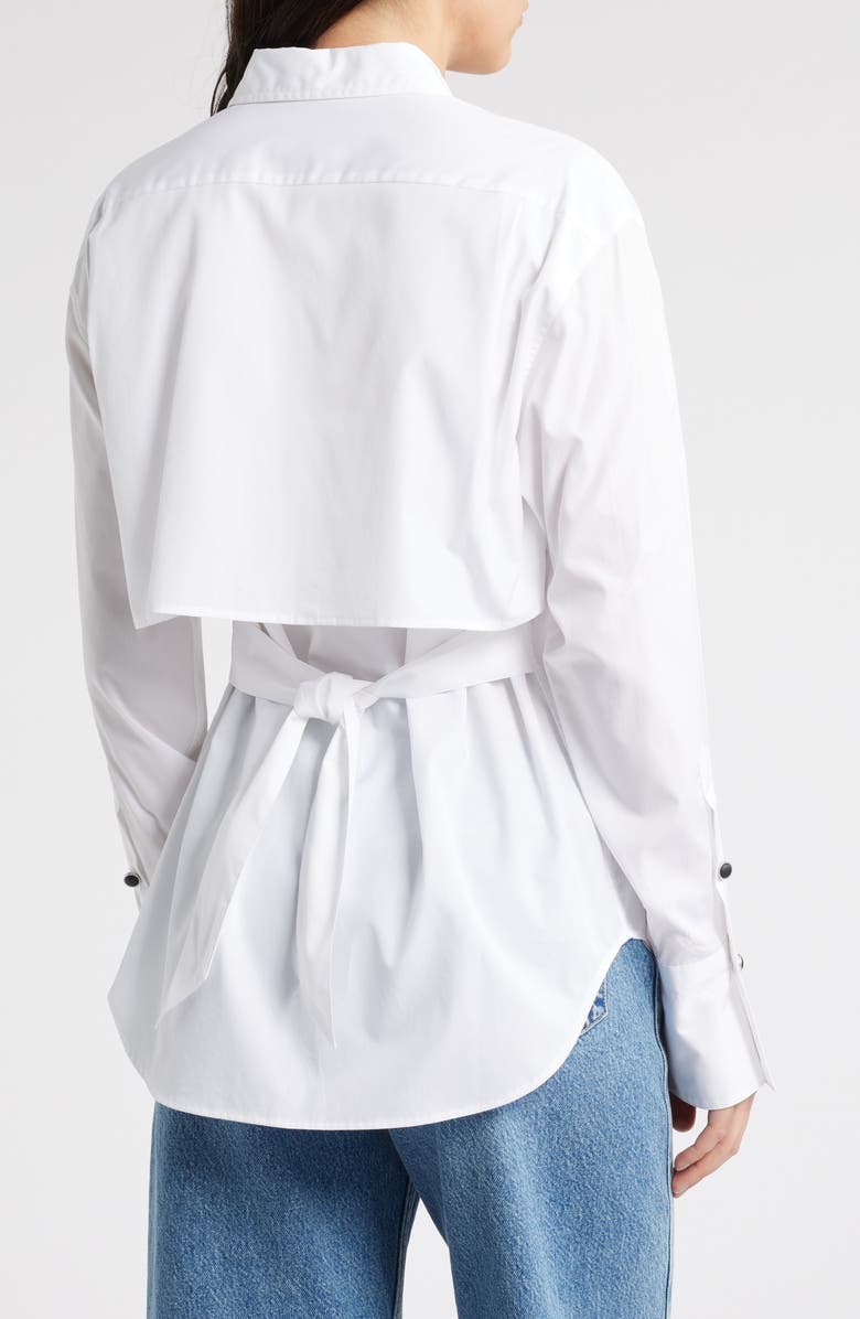 rag & bone Eve Tie-Back Cotton Poplin Button-Up Shirt, Alternate, color, White