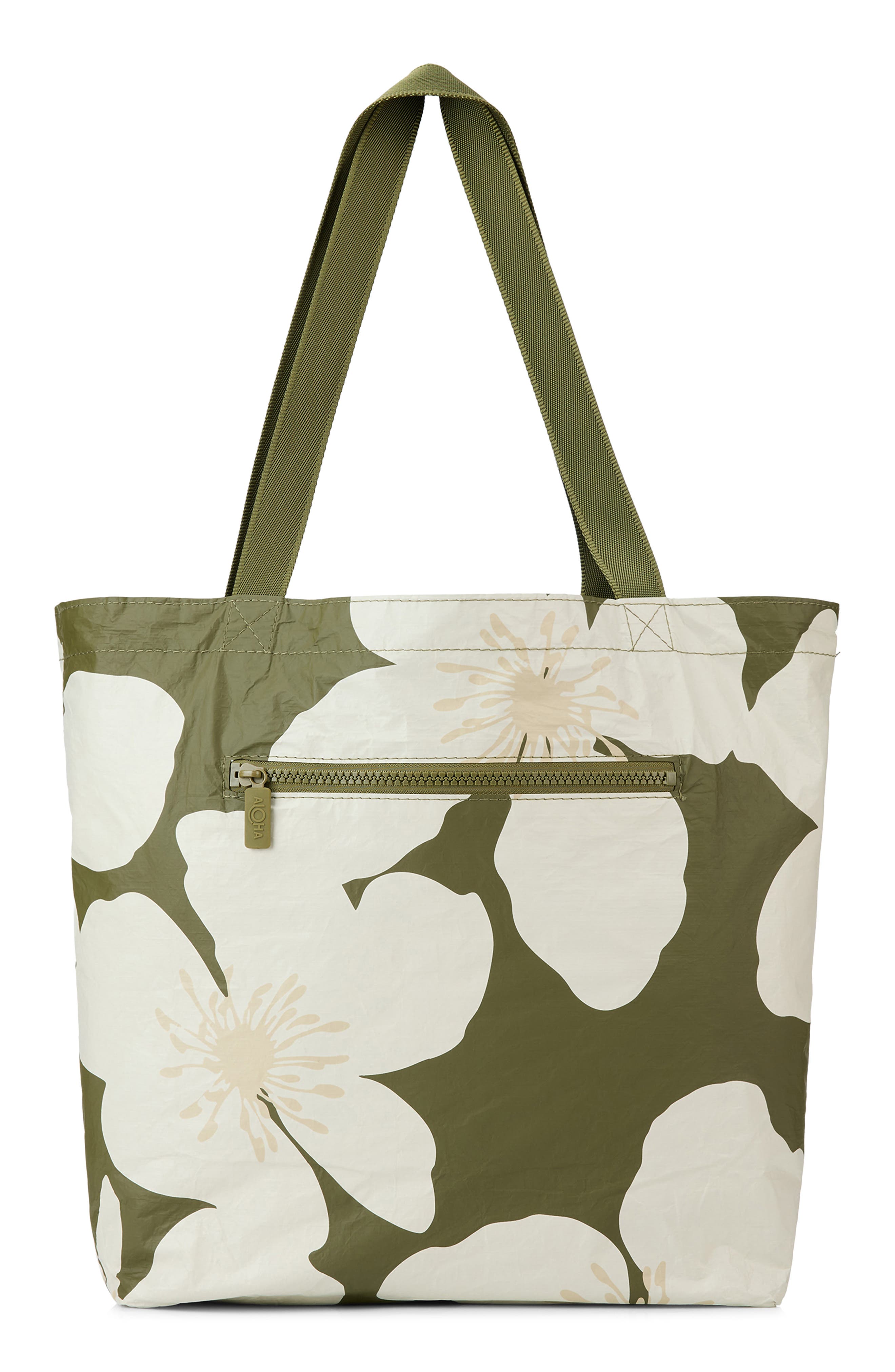 Aloha Collection Market Stripe Reversible Water Resistant Tyvek<sup>®</sup> Tote, Alternate, color, Olive/ Sandstone