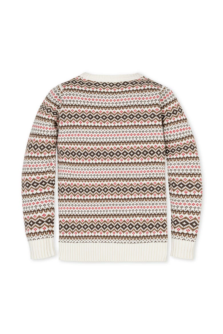 Kids' Organic Long Sleeve Intarsia Crew Neck Pullover Sweater, Alternate, color, Ivory Fireside Fair Isle