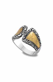 SAMUEL B. 18K Yellow Gold & Sterling Silver Hammered Ring