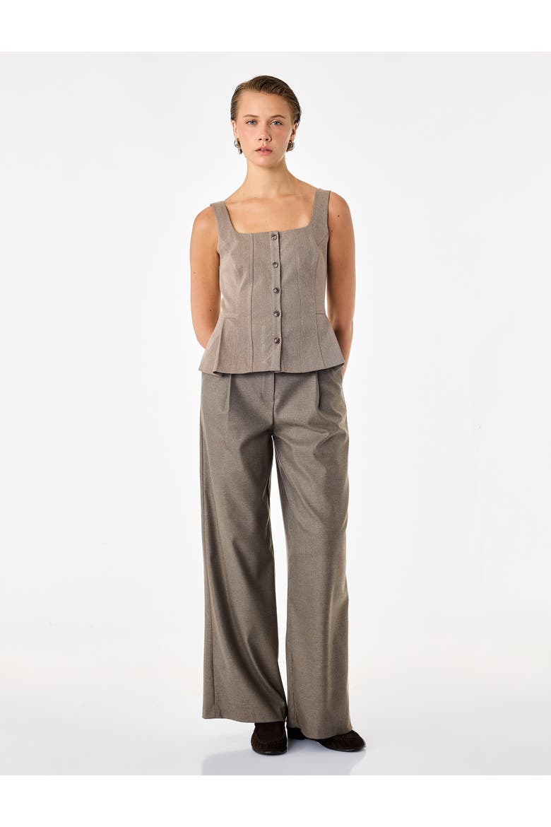 Square Neck Sleeveless Peplum Top With Front Button Closure, Main, color, ANTHRACITE
