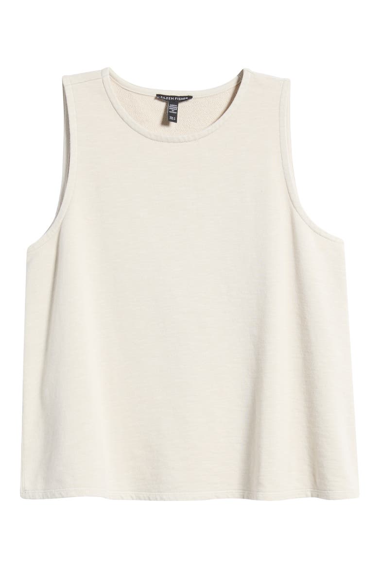 Crewneck Side Slit Organic Cotton Tank, Alternate, color, CHALK