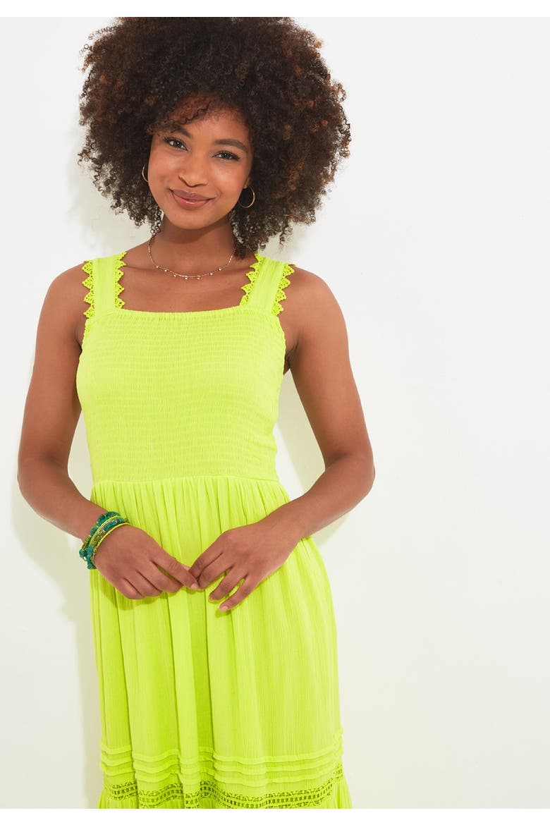 Square Neck Crinkle Maxi Dress, Alternate, color, LIME