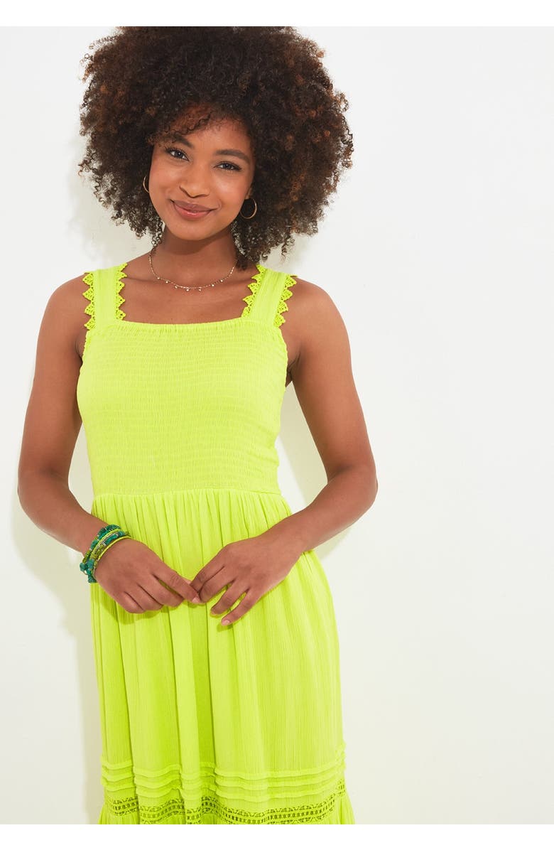 Joe Browns Square Neck Crinkle Maxi Dress, Alternate, color, Lime