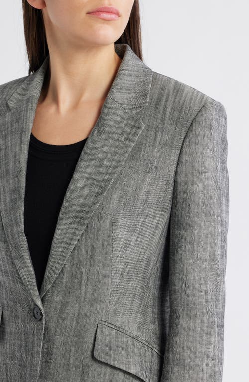 Shop Hugo Boss Boss Jia One-button Sharkskin Blazer In Monochrome Sharkskin