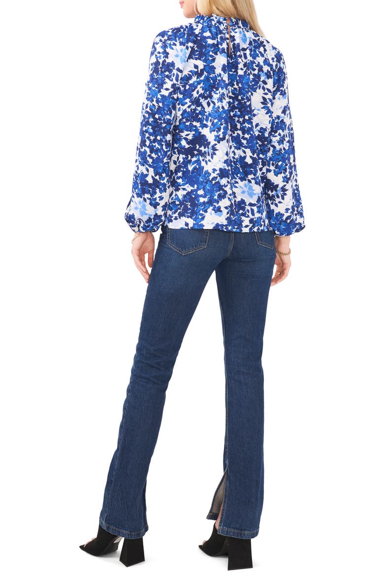 Floral Print Split Sleeve Blouse, Alternate, color, OPULENT BLUE