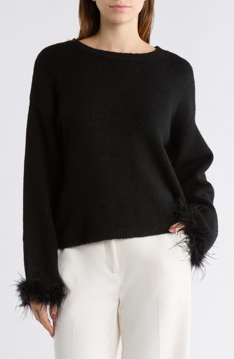 Feather Trim Sweater