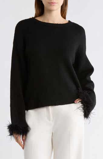 WAYF Feather Trim Sweater