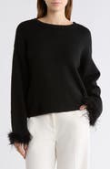 WAYF Feather Trim Sweater