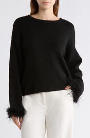 WAYF Feather Trim Sweater
