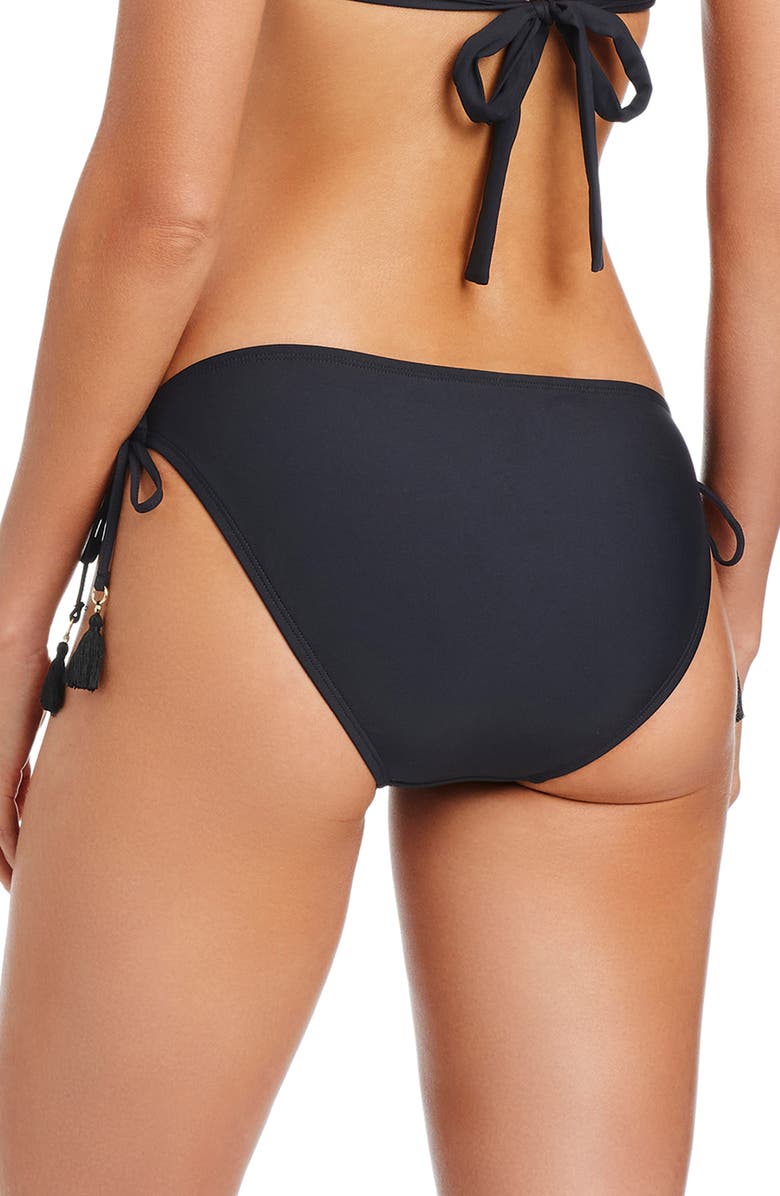 BLEU by Rod Beattie Side Tie Hipster Bikini Bottoms, Alternate, color, Black/ White