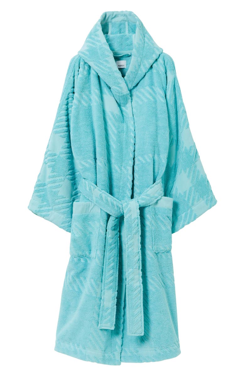 Burberry Mega Check Cotton Terry Cloth Hooded Robe, Main, color, 