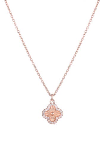 Adornia Cubic Zirconia Button Clover Halo Pendant Necklace In Gold