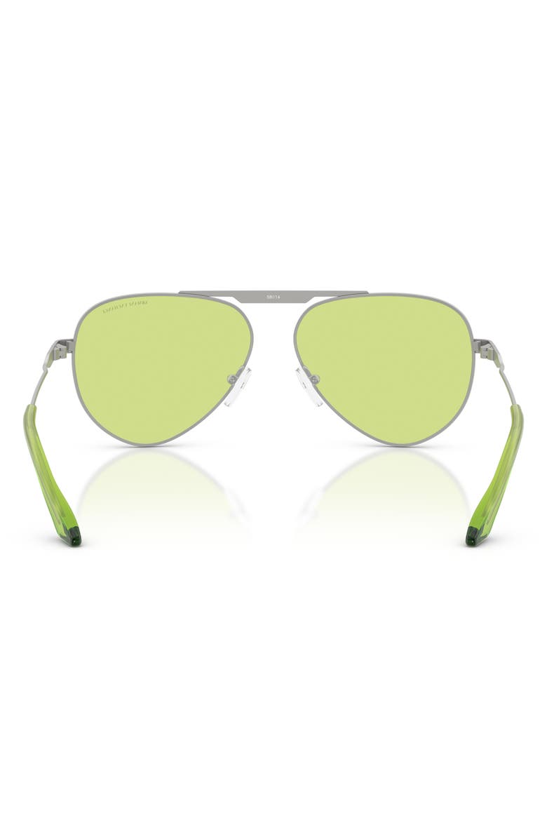 Armani Exchange 58mm Aviator Sunglasses, Alternate, color, Matte Silver / Green