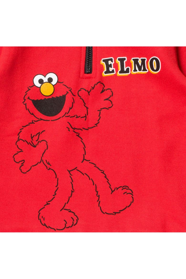 Elmo Fleece Quarter-Zip Sweatshirt and Pants Set, Alternate, color, Elmo Red Black