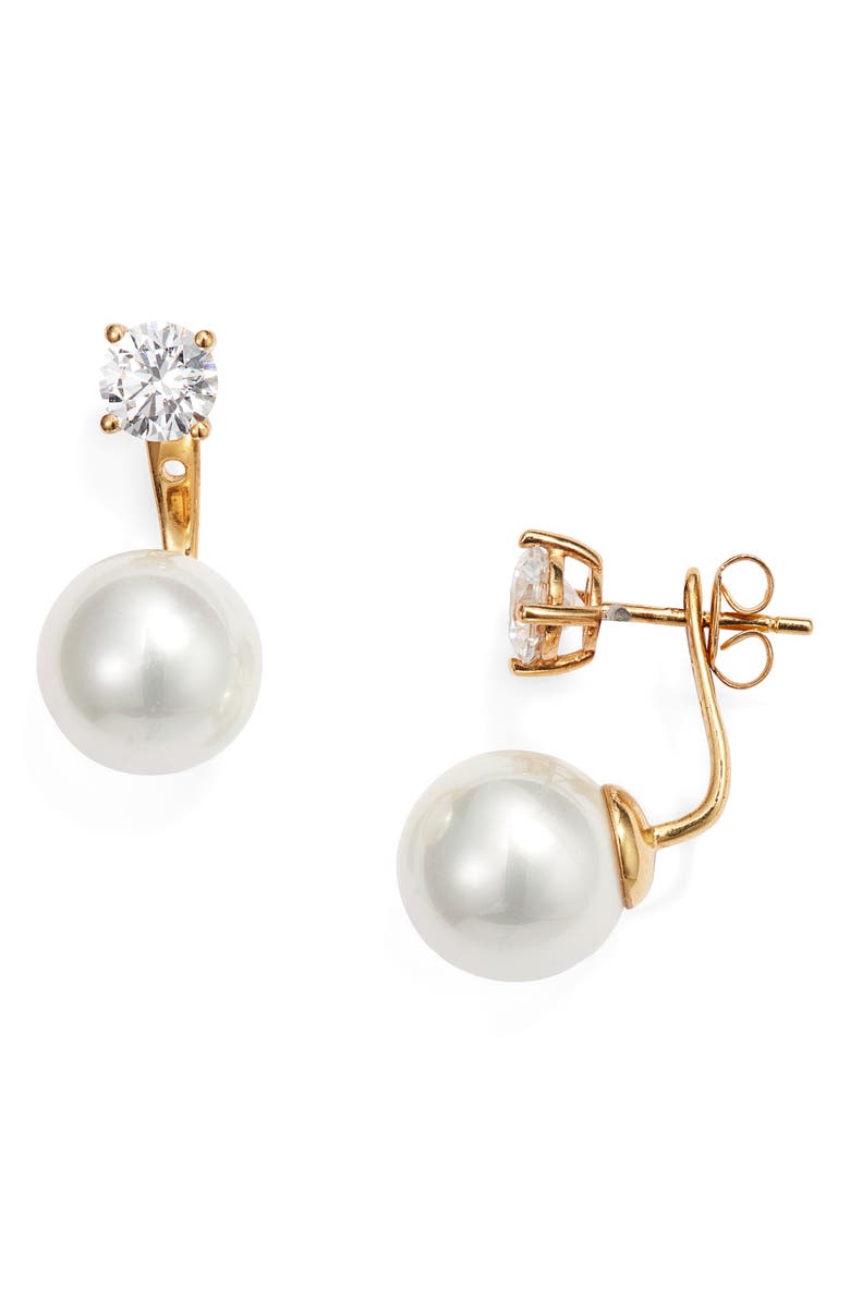 Nordstrom Imitation Pearl & Cubic Zirconia Ear Jackets, Main, color,