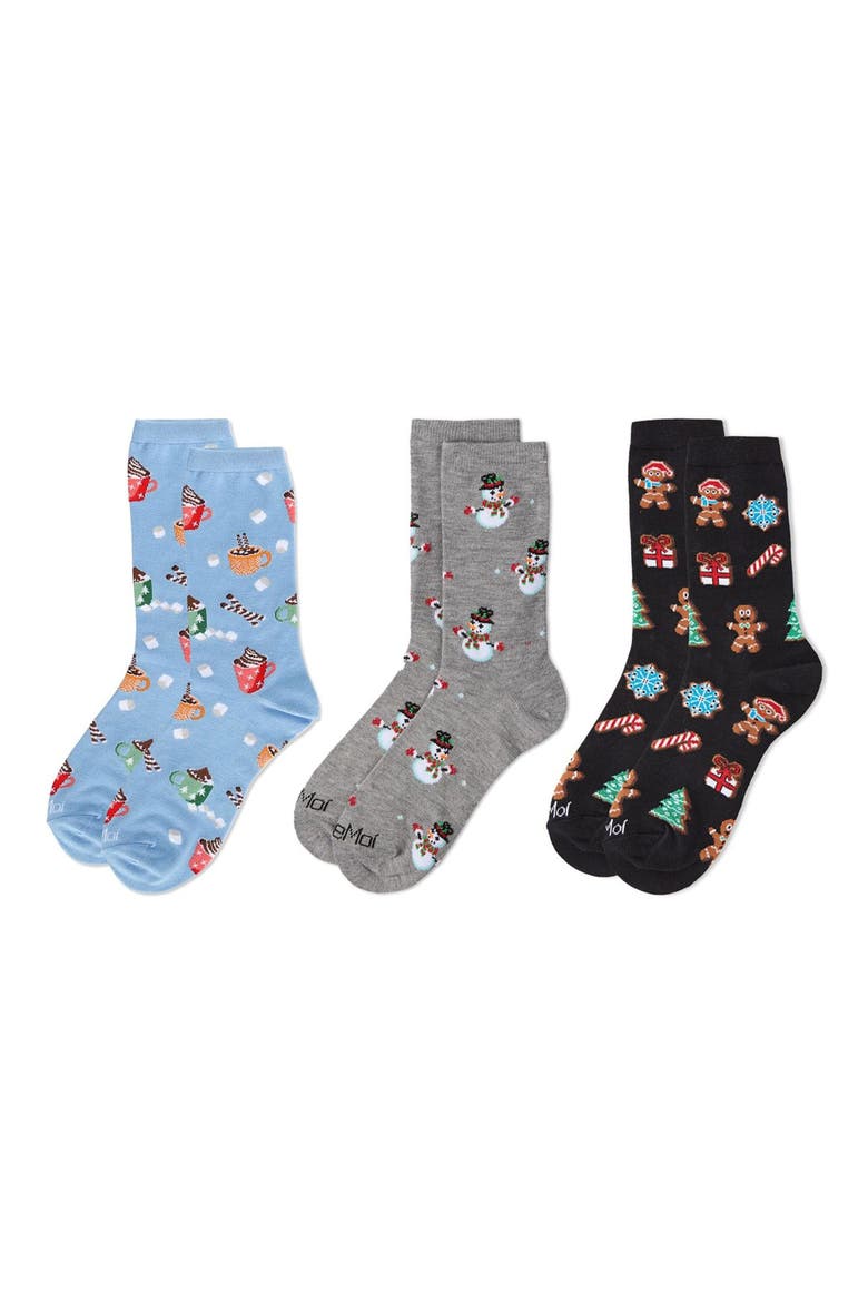Christmas Assorted 3-Pack Crew Socks, Alternate, color, PINK