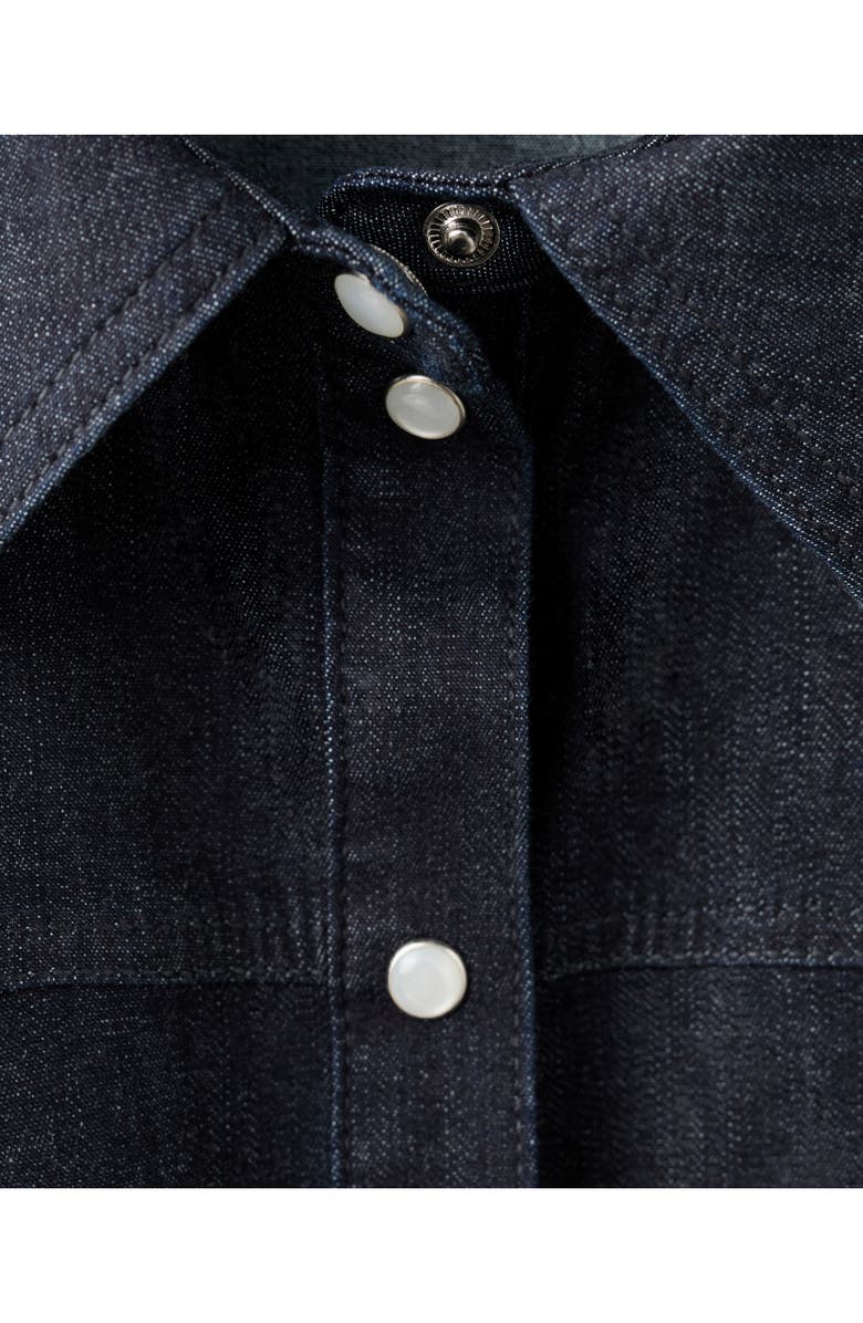 MANGO Long Sleeve Denim Shirt with Seams, Alternate, color, Open Blue