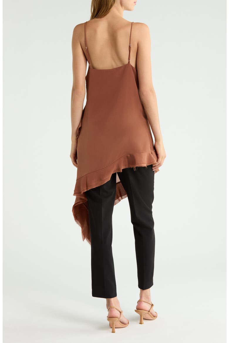 Asymmetrical Ruffle Trim Camisole, Alternate, color, RUST