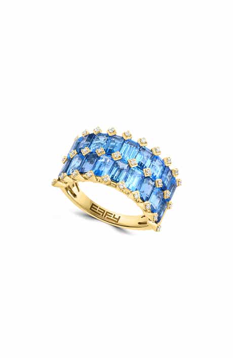Gold Plated Sterling Silver Blue Stone Statement Ring