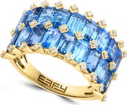 EFFY Gold Plated Sterling Silver Blue Stone Statement Ring