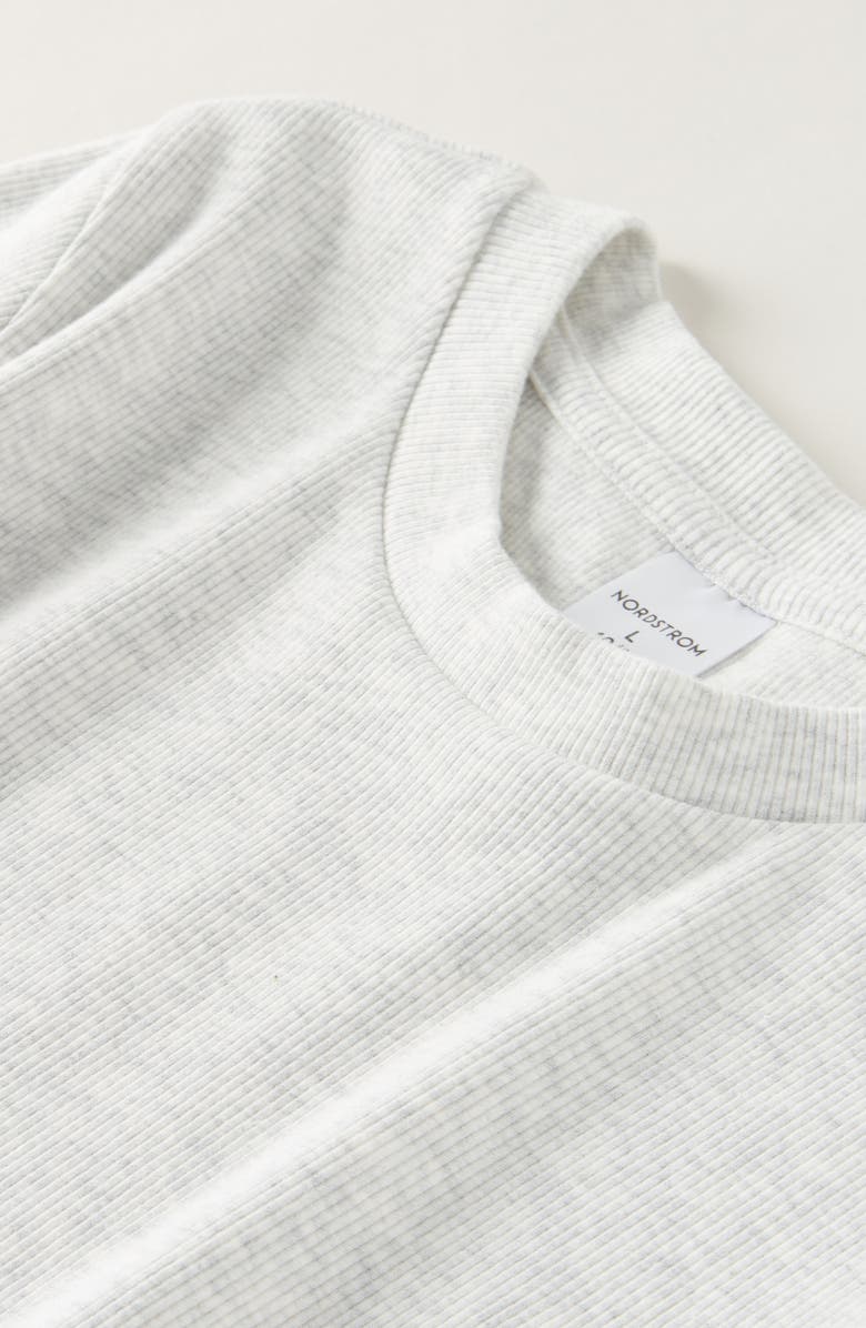 Nordstrom Kids' Rib Short Sleeve Shirt, Alternate, color, Grey Oyster Light Heather