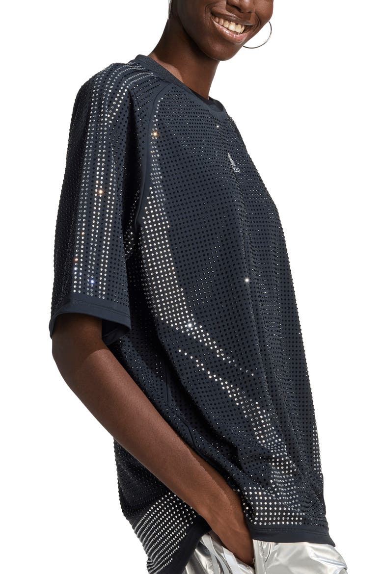 Teamgeist Oversize Rhinestone T-Shirt, Alternate, color, BLACK
