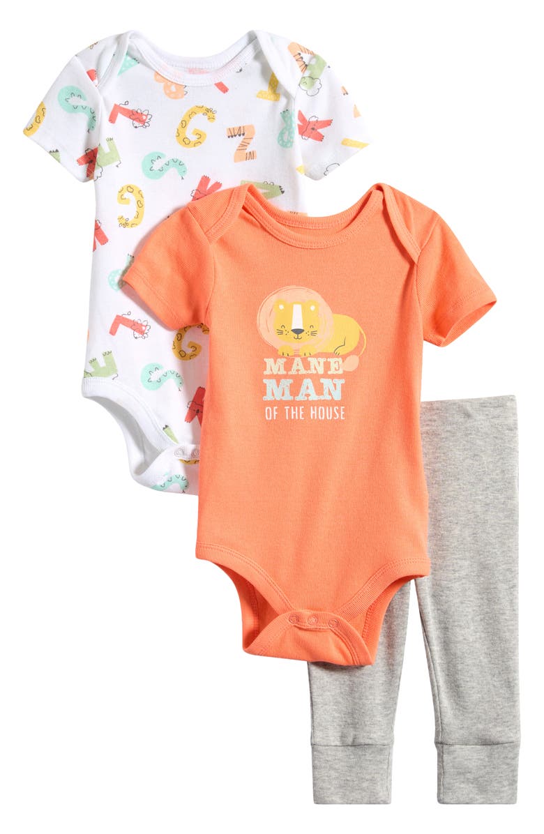 KOALA BABY 3-Piece Bodysuit & Leggings Set, Main, color, Fresh Salmon