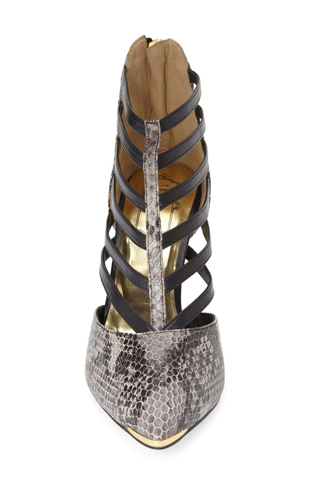 'Shalei' Caged Pump, Alternate, color, BLACK LEATHER