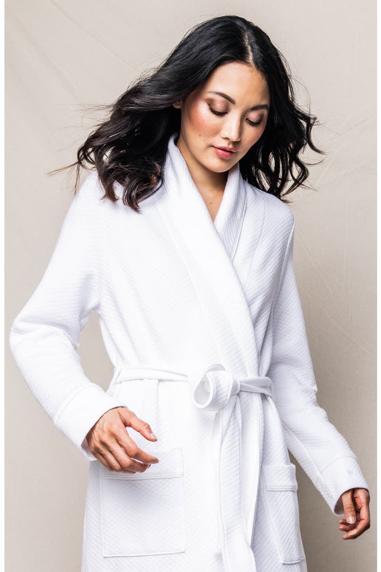Ophelia Pima Cotton Jacquard Robe, Alternate, color, WHITE