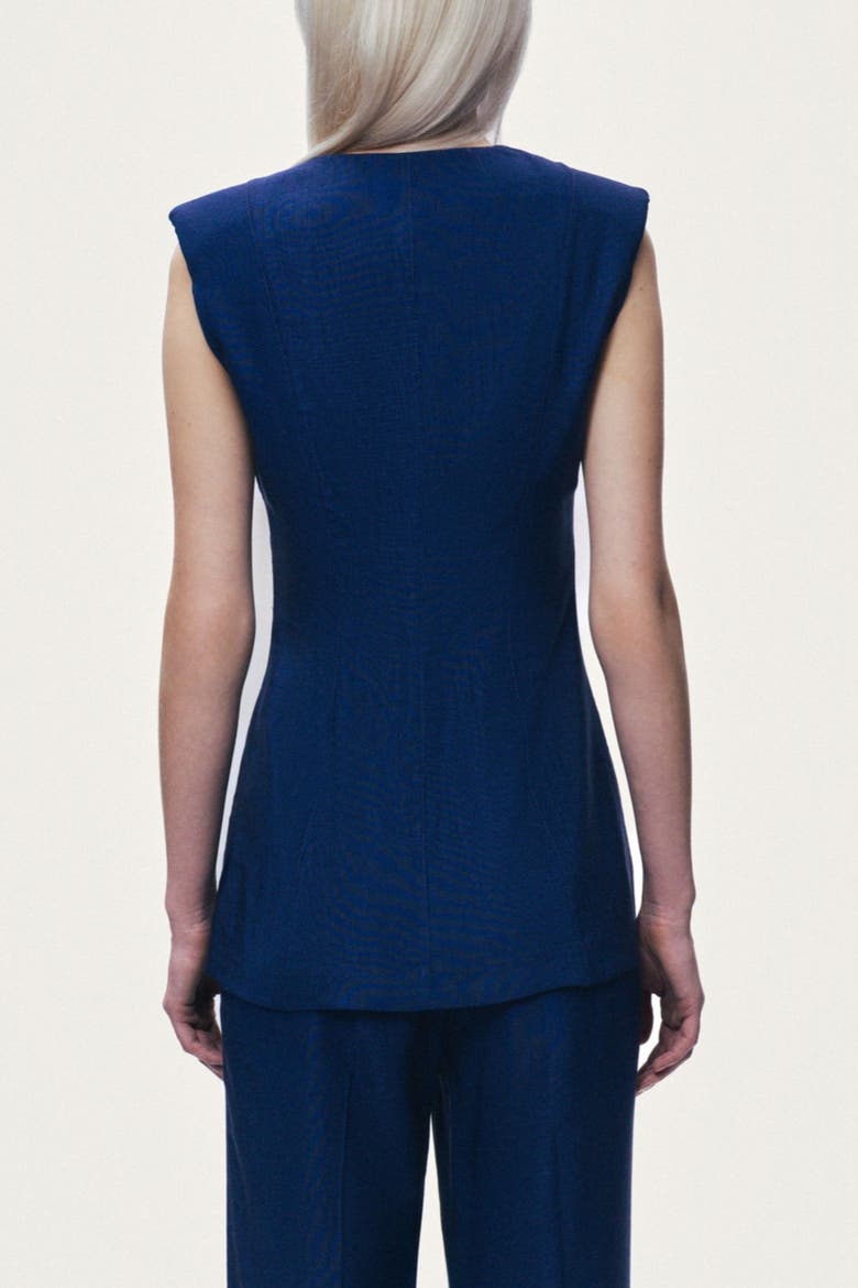 Padded V-Neck Vest, Alternate, color, Navy