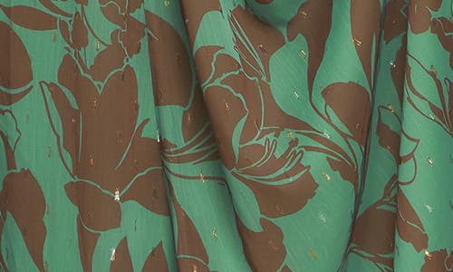 Flying Tomato Metallic Print Chiffon Maxi Dress In Green