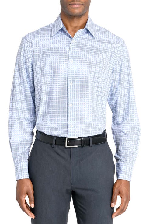 Regular Fit Square Print Performance Dress Shirt (Regular & Big)