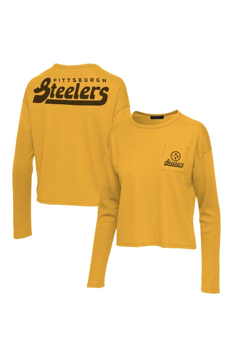 Junk Food Women's Junk Food Gold Pittsburgh Steelers Pocket Thermal Long Sleeve T-Shirt, Main, color, 