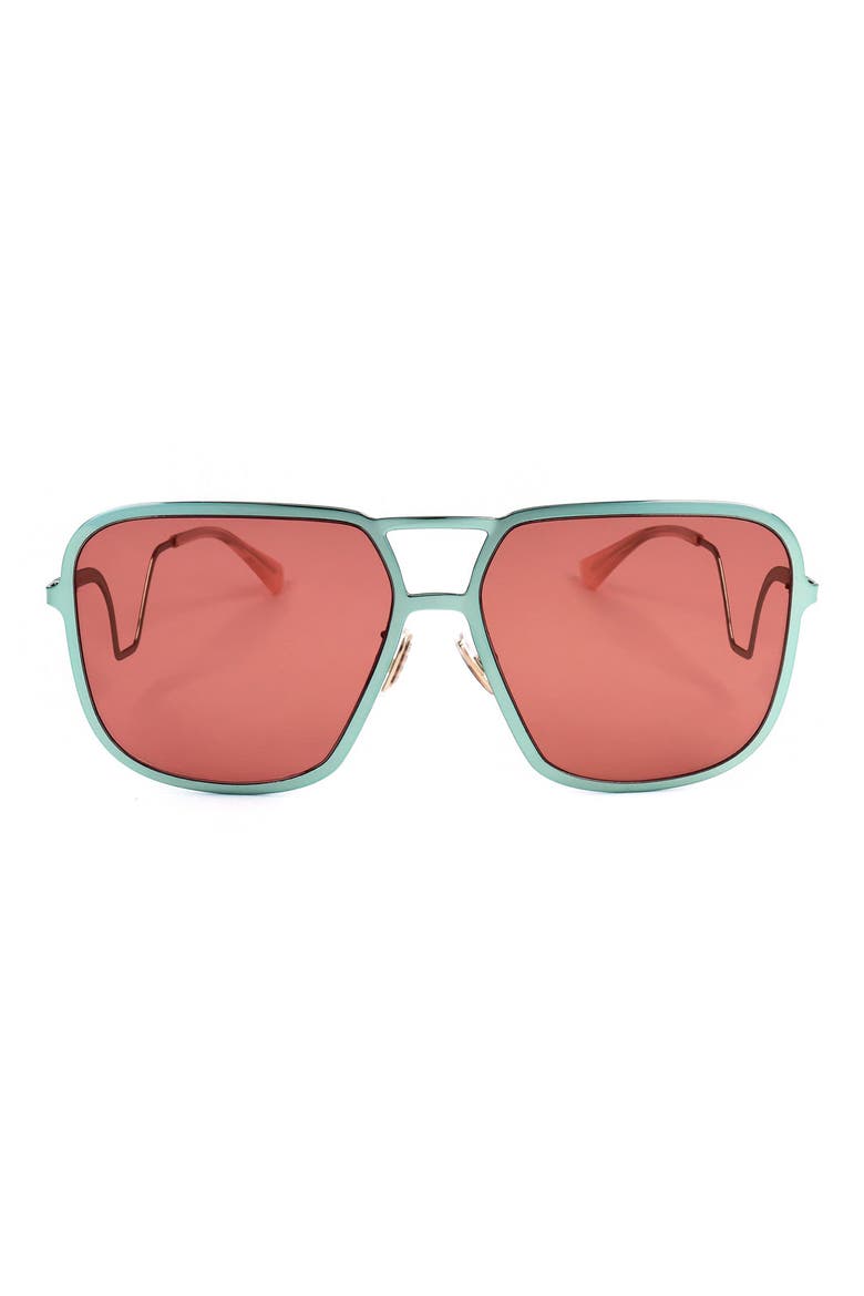 58mm Aviator Sunglasses, Main, color, GREEN / BROWN