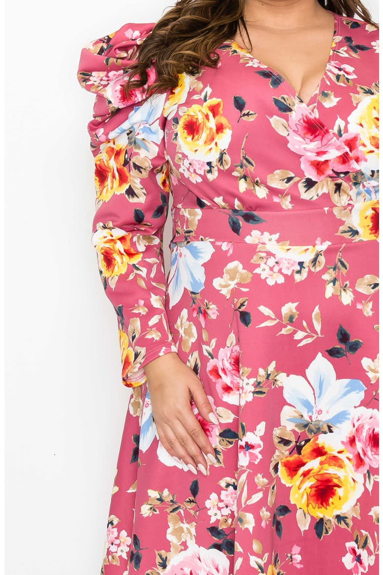 Floral Long Sleeve Knit Dress, Alternate, color, MAUVE PINK
