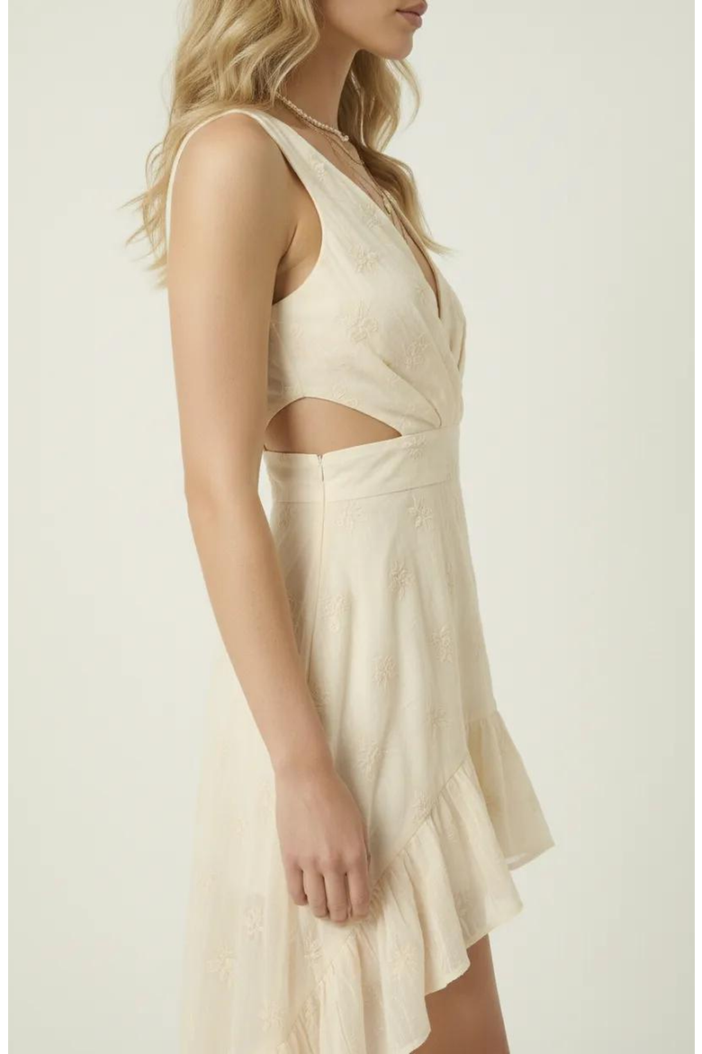 High-Low Ruffle Hem Cutout Dress, Alternate, color, Ivory